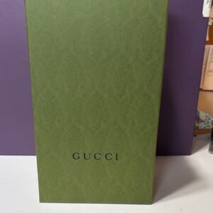 Gucci Green Embossed Logo Box with ribbon 14 1/2 x 8 1/4 x 5 3/4